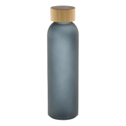 Gourde en verre givré - bouchon bambou - 500 ml - couleur noire Gourde en verre givré - bouchon bambou - 500 ml - couleur noire