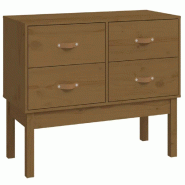 Helloshop26 - Armoire console en bois de pin massif salon bureau 90 x 40 x 78 cm rangement optimal style rustique en bois marron 02_0048455 - marron B