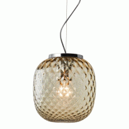 ROSSINI ILLUMINAZIONE Oban Suspension Chromée Avec Verre Balloton Bronze E27 Ip20 - Lampe Design Elégante - Structure En Métal Et Verre Soufflé -