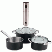 BERGNER - Batterie de Cuisine 5 pièces 16/18/20cm Compatible Induction avec Vaporisateur d’Huile/Vinaigre Ø4x17,5cm en Acier Inoxydable - multi-ma