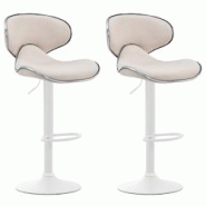 CLP Lot de 2 tabourets de bar Las Vegas V2 en tissu Crème/Blanc - beige textile 316057 CLP Lot de 2 tabourets de bar Las Vegas V2 en tissu Crème/Blanc - beige textile 316057