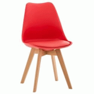 Décoshop26 - Chaise de salle à manger x1 design scandinave en plastique et PVC rouge et pieds en bois clair 10_0002273 - 3000250933193 Décoshop26 - Chaise de salle à manger x1 design scandinave en plastique et PVC rouge et pieds en bois clair 10_0002273 - 3000250933193