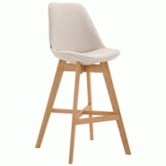 Décoshop26 - Tabouret de bar chaise haute design scandinave moderne en tissu crème 10_0000925 - 3000722169600