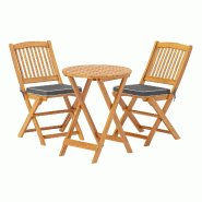Ensemble de mobilier de balcon 3 pièces COSTWAY, table bistrot avec 2 chaises, avec 2 coussins, ensemble bistrot - gris Bois manufacturé TI95362SD