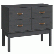 Helloshop26 - Armoire console bois de pin massif rangement moderne 90 x 40 x 78 cm en bois gris 02_0048454 - gris Bois massif 3000235292826
