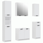 Helloshop26 - Ensemble de meubles de salle de bain 5 pcs rangement élégant 64 x 34 x 90 cm en bois d'ingénierie blanc 02_0055217 - blanc verre 3000