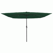 Helloshop26 - Parasol de jardin pliable moderne 295 x 295 x 245 cm avec lumières LED en polyester vert 02_0058804 - vert acier 3000240783999