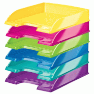 LEITZ Lot de 10 Corbeille à courrier Plus Wow A4, en polystyrène choc, coloris assortis - multicolore 52264199