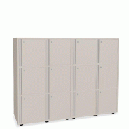 Meuble 12 cases de couleur - MDD - Beige, A clé, 4 x 3 cases_0