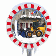 Miroir en inox pour l'Industrie et voies privées - Avec dispositif ANTIGIVRE ET ANTIBUÉE - Diamètre 600 mm - Réflecteur en Inox Poli - Cadre en PVC rigide - Fixation incluse_0