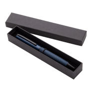 Stylo à bille twist en métal - corps en PU bleu foncé - avec boîte cadeau noire Stylo à bille twist en métal - corps en PU bleu foncé - avec boîte cadeau noire