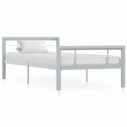 VidaXL Cadre de lit sans matelas gris et blanc métal 100x200 cm Modèle Arvioris - 284557