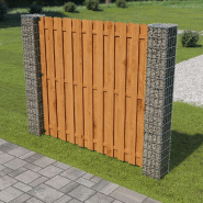 Vidaxl panneau de clôture de jardin avec poteaux en gabion bois de pin 276101