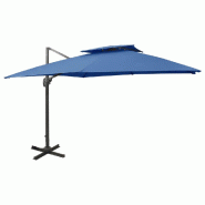 VidaXL Parasol de jardin en porte-à-faux avec double toit bleu azur Modèle Atlas Classique - bleu 312378
