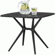 CLP Table de jardin Becky carree Plastique HBT: 76x72x72 cm Noir - noir 327028