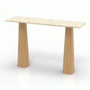 Console Travertina pieds en chêne et travertin120x40x80 cm
