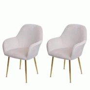 Décoshop26 - Lot de 2 chaises de salle à manger dossier arrondi design rétro en velours blanc crème pieds dorés 04_0007351 - blanc 3000262073610 Décoshop26 - Lot de 2 chaises de salle à manger dossier arrondi design rétro en velours blanc crème pieds dorés 04_0007351 - blanc 3000262073610