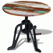 Décoshop26 - Table d'appoint style industriel en bois de récupération multicolore hauteur réglable 60 x (42-63)cm DEC031475 - Bois massif 30002584