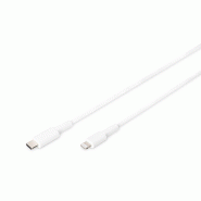 DIGITUS Câble de données/charge USB-C - Lightning, certifié MFI, 1m, Lightning - USB-C, 1 m, blanc - blanc DB-600109-010-W