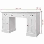 Helloshop26 - Bureau table meuble travail informatique à double piédestal blanc 140 cm 0502149 - 3002306156006 Helloshop26 - Bureau table meuble travail informatique à double piédestal blanc 140 cm 0502149 - 3002306156006