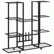 Helloshop26 - Jardinière à roulettes design moderne 94 x 24 x 91 cm espace spacieux extérieur en fer noir 02_0047087 - noir métal 3000234588005