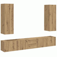 Helloshop26 - Lot de 5 meubles TV muraux modernes pratique rangement élégant 80 x 30 x 90 cm en bois d'ingénierie chêne artisanal 02_0055861 - Boi