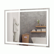 Helloshop26 - Miroir de salle de bain LED 80 x 60 x 3,5 cm anti-buée et éclairage réglable style moderne en verre argent 20_0019444 - 3000232947583