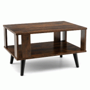 Helloshop26 - Table basse rectangulaire à 2 niveaux 70 x 50 x 41 cm avec espace de rangement ouvert style industriel en bois marron 20_0020559 - 3000