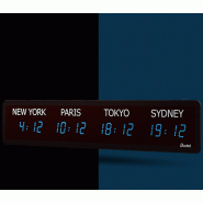 Horloge Style II, 6 fuseaux horaires, 230V, NTP, LED bleue - BODET