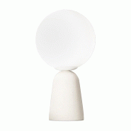 Kantan - Lampe De Table Et Applique En Béton Blanc Avec Sphère En Verre Soufflé Satiné, Douille E14 Ip20 - Rossini Illuminazione - blanc 8015421693559