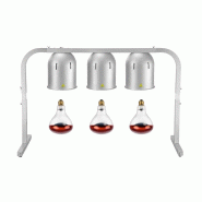Lampe chauffante infrarouge de buffet sur pied réglable en hauteur 3 ampoules rouges) Argentée PREMIUM - GOLDINOX - argenté aluminium 3701770846283