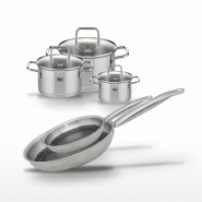 Lot 3 Faitouts Elo Relief Solution 12/16/20 cm et 2 Poêles 24/28 cm - gris 3176239959901