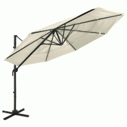 Parasol de jardin à 4 niveaux avec mât en aluminium sable Modèle Atlas Jardin Élite - 313828