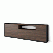 SKRAUT HOME Buffet salon et cuisine, 260x80x37 cm, 5 Portes, Meuble chaussure, Chêne foncé et Noir - marron Bois manufacturé 708_33