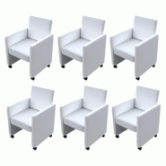 VidaXL Chaises à manger lot de 6 blanc similicuir Modèle Yerloria - 160186