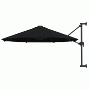 VidaXL Parasol mural avec mât en métal 300 cm Noir Modèle Sirius Ombre - noir 47300