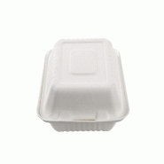 Betik Ecoline – 200 unités – Boîte repas bagasse blanc – 22 x 20 x 7 cm, 1600 ml - blanc Bagasse 1010324