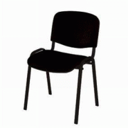 Chaise Iso - tissu noir - piétement en acier époxy noir - empilable jusqu'à 8 chaises