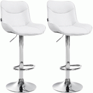 CLP Lot de 2 tabourets de bar Vonore en similicuir Blanc /Chrome - blanc polyester 325216