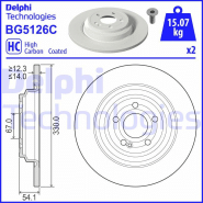 Disque de frein Delphi BG5126C - Boîte de 2 disques - Arrière - Disque plein Disque de frein Delphi BG5126C - Boîte de 2 disques - Arrière - Disque plein