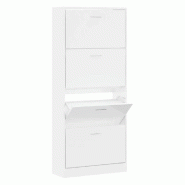 Helloshop26 - Armoire à chaussures moderne 63 x 24 x 147 cm grand espace de rangement élégante en bois d'ingénierie blanc brillant 02_0047067 - bl