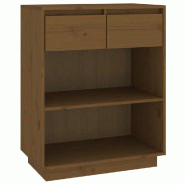 Helloshop26 - Armoire console en bois de pin massif rustique rangement salon 60 x 34 x 75 cm en bois marron miel 02_0048117 - marron Bois massif 30002