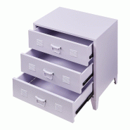 Helloshop26 - Commode meuble de rangement pratique entrée salon chambre métallique avec 3 tiroirs acier 72 x 60 x 40 cm violet 03_0009305 - 30002246