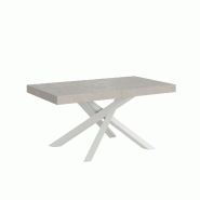 Itamoby Table extensible Volantis en cachemire 160/420x90 cm avec pieds blancs - gris 8050598054307