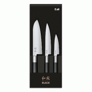 KAI Set 3 couteaux Office / Universel / Santoku - Wasabi Black - noir multi-matériau 67S-310