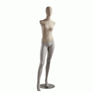 Mannequin femme Vintage - tête et buste en lin écru, jambes en fibre de verre écru