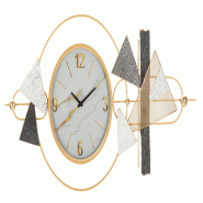 Mauro Ferretti Horloge Murale Glam Amy 120 Cm En Métal Et Plastique, Au Design Géométrique Moderne Et Finition Dorée - Décoration Intérieure - m