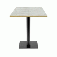 RestooTab - Table Milan T 60x60cm décor marbre pokhara chants couleur laiton - blanc fonte TB-MIT-6060M-MB.POK-LAI