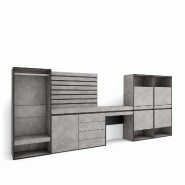 SKRAUT HOME Meuble à Chaussures, 357x145x35 cm, Chambre à coucher, pièce, Vestiaire ouvert, Commode, Buffet, Panneaux Muraux en Bois, Coiffeuse, Ci