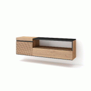 SKRAUT HOME Meuble TV, Banc Télé, 150x45x35cm, Pour les TV jusqu'à 65", Suspendu, Mural, Chêne - beige Bois manufacturé 431_11